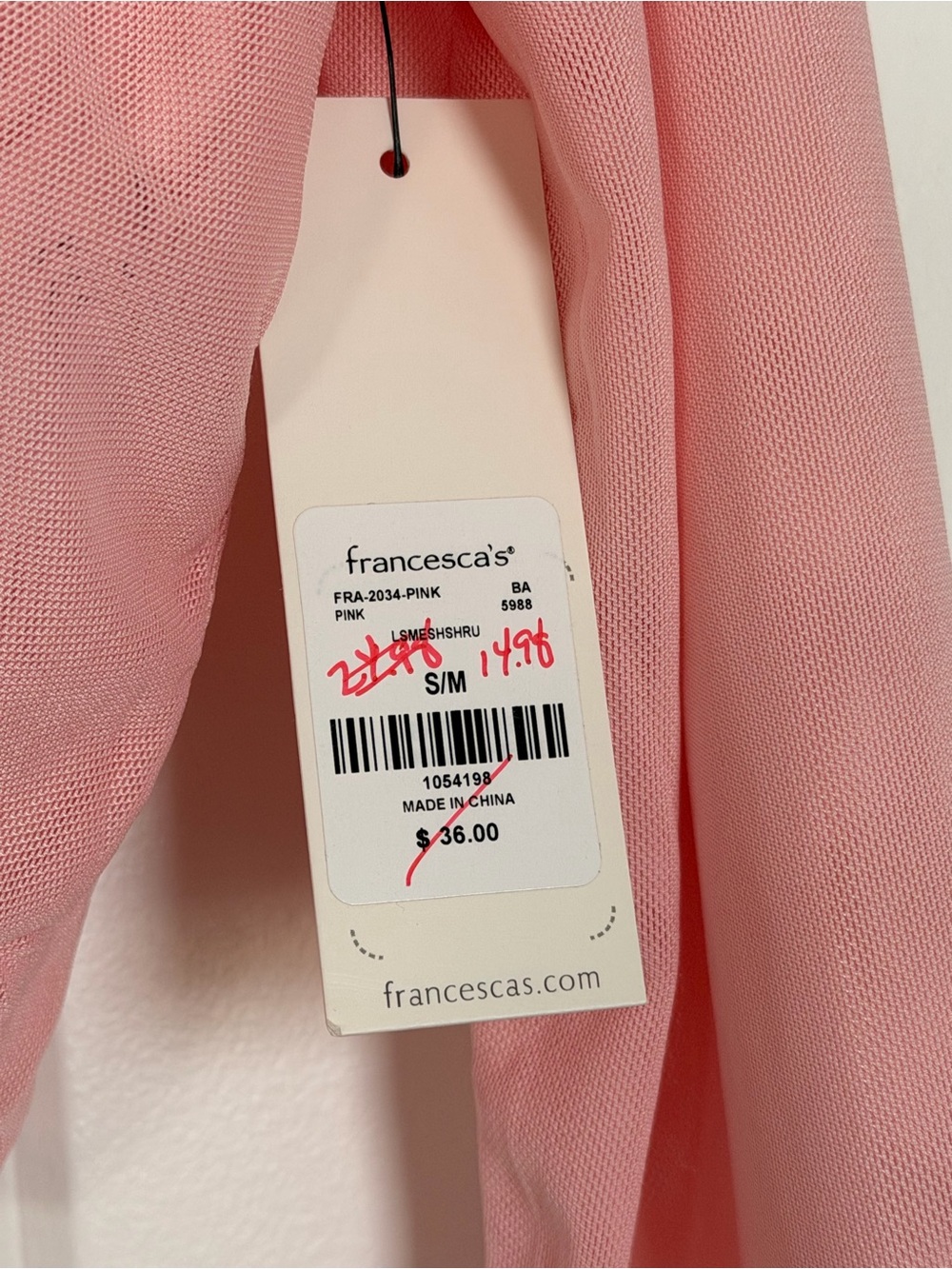 Francesca's pink sheer mesh bolero shrug - Picture 3 of 5